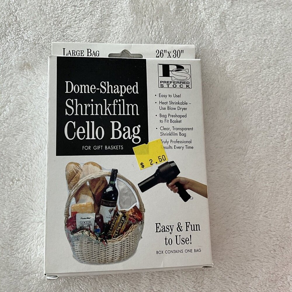 Gift Basket Dome Shaped Shrinkfilm Wrap Large 26x30 Hairdryer Heat Shrinkable